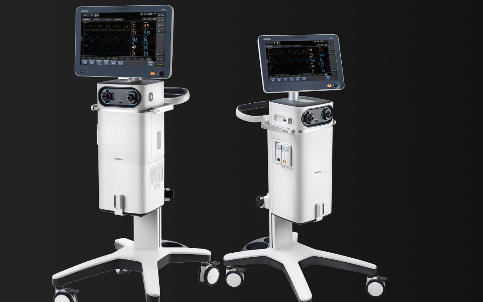 Intensive care ventilators on mobile stands